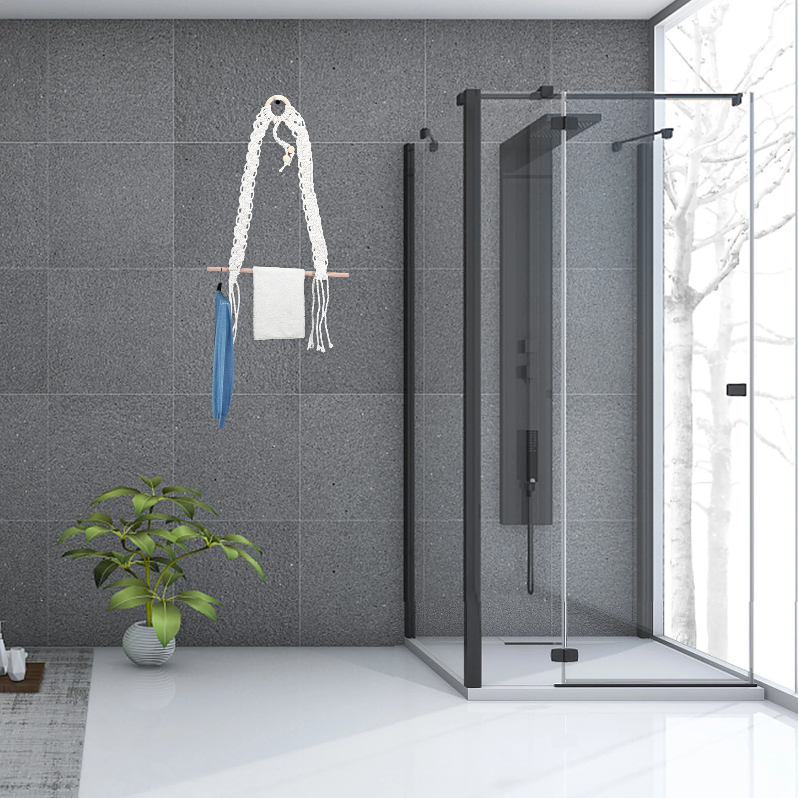 

1Pcs Wall-Mounted Cotton Rope Paper Holder Bohemian Style Roll Paper Rack Decorative Bathroom Tissue Storage Organizer