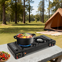 Portable Camping Stove, Camping Stove with Baking Tray&Portable Case 2 Burners Camping Stove for Outdoor Picnic Parties Patio RV