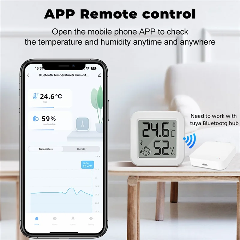 Умный датчик температуры и влажности Zigbee, приложение для мониторинга в реальном времени, ЖК-экран, Diaplay работает белый, 1 компл.