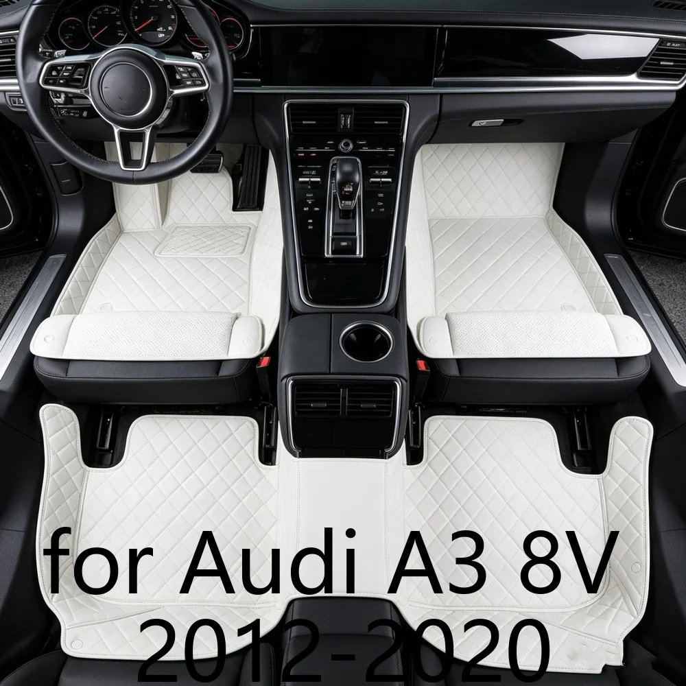 Premium Vollflächige Autofußmatten für Audi A3 8V 2012-2020 5-Sitzer PU-Leder Wasserdicht Rutschfest Allwetterschutz Auto-Innenraum-Bodenschutz 9055