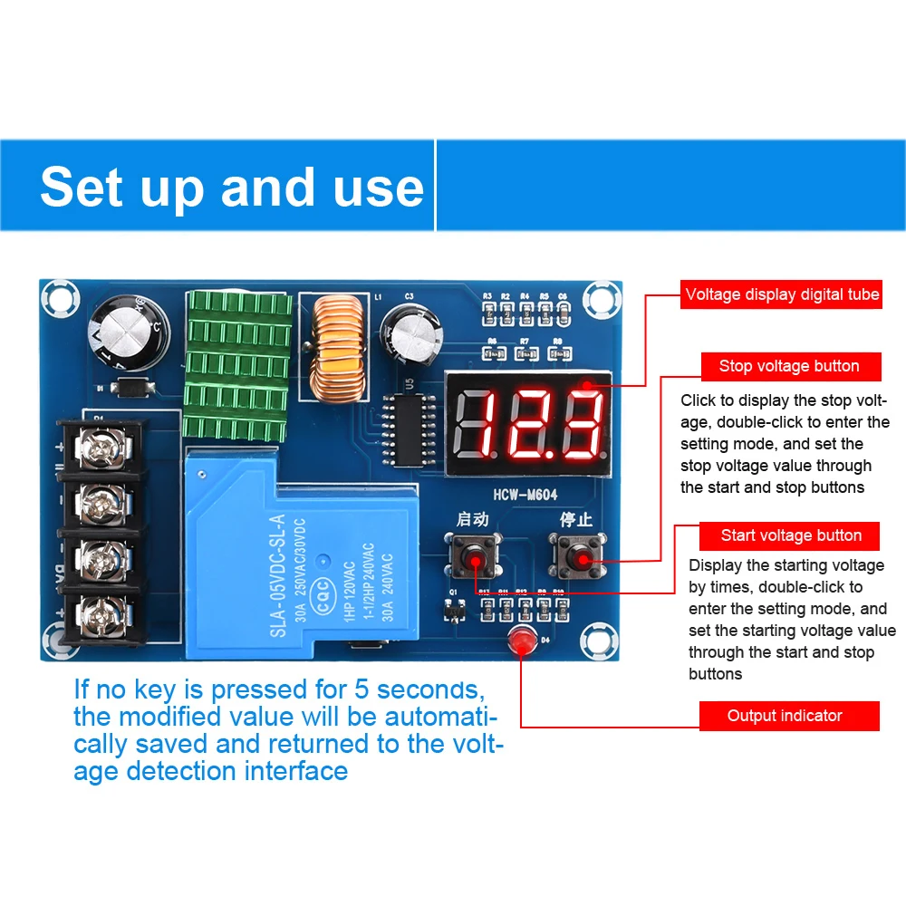 XH-M604 DC 6-60V Lithium Battery Charging Control Module Battery Charging Control Switch Protection Board