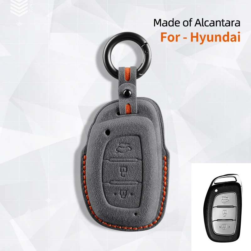 

Suede Car Smart Key Case Cover For Hyundai Tucson Santa Fe Rena Sonata Elantra Creta Ix35 Ix45 I10 I30 I40