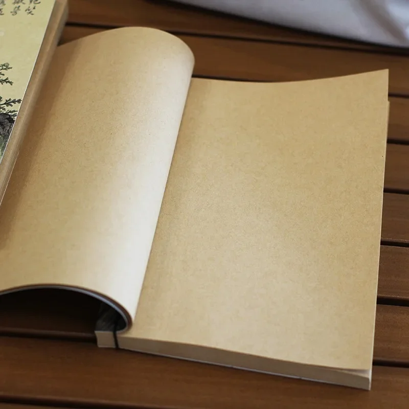 Vintage Chinese Style Kraft Paper Blank Page Notebook Student Stationery Gift Portable Craft Blank Mini Notepad