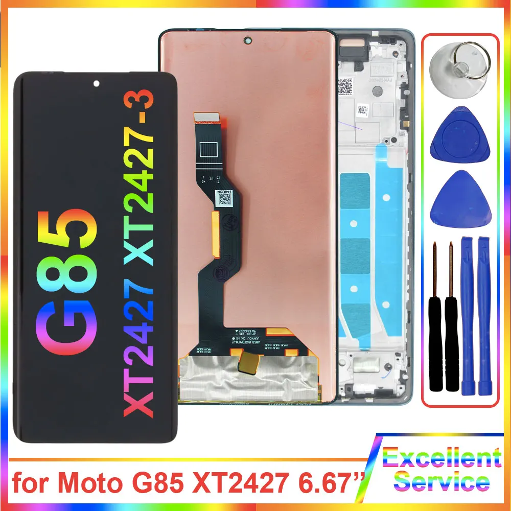 

Tested AMOLED LCD for Motorola Moto G85 2024 XT2427 LCD Display Touch Screen Digitizer for Moto G85 LCD Replacement With Frame