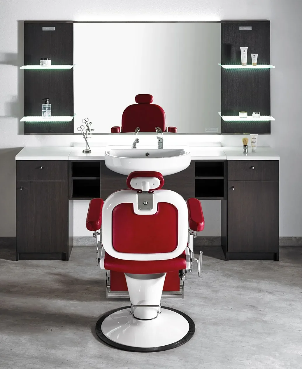 Semi-reclining shampoo bed Barber shop flush bed