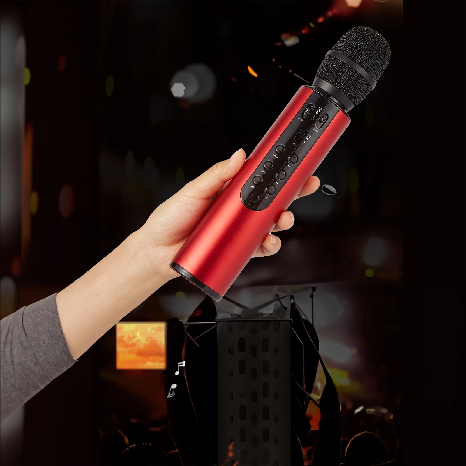 Wireless Bluetooth mobile phone microphone microphone audio integration K-song dual speakers portable singing speaker