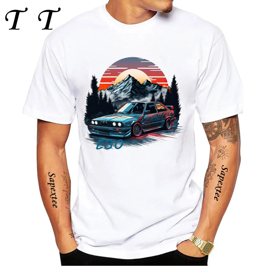 

New Men Short Sleeve Retro Germany EUDM E30 M5 Lover T-Shirt Legend Sport Car Mountain Drift Design Boy Casual White Tops Tees