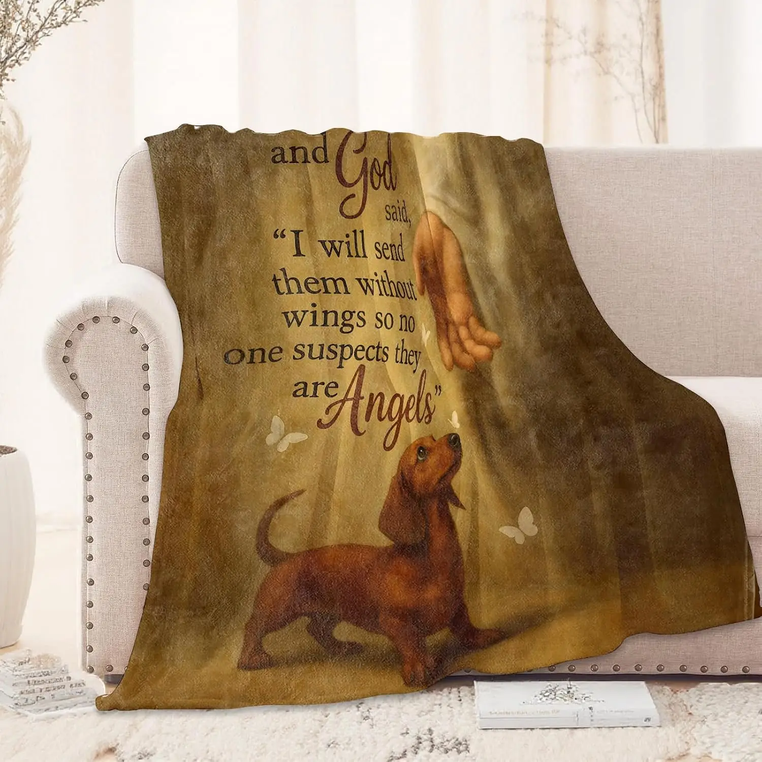 Premium Flannel Blanket Dog Lover Gift Inspirational Throw Home Decor Cozy Puppy Angel Message Christian Quote Blanket For Pet M