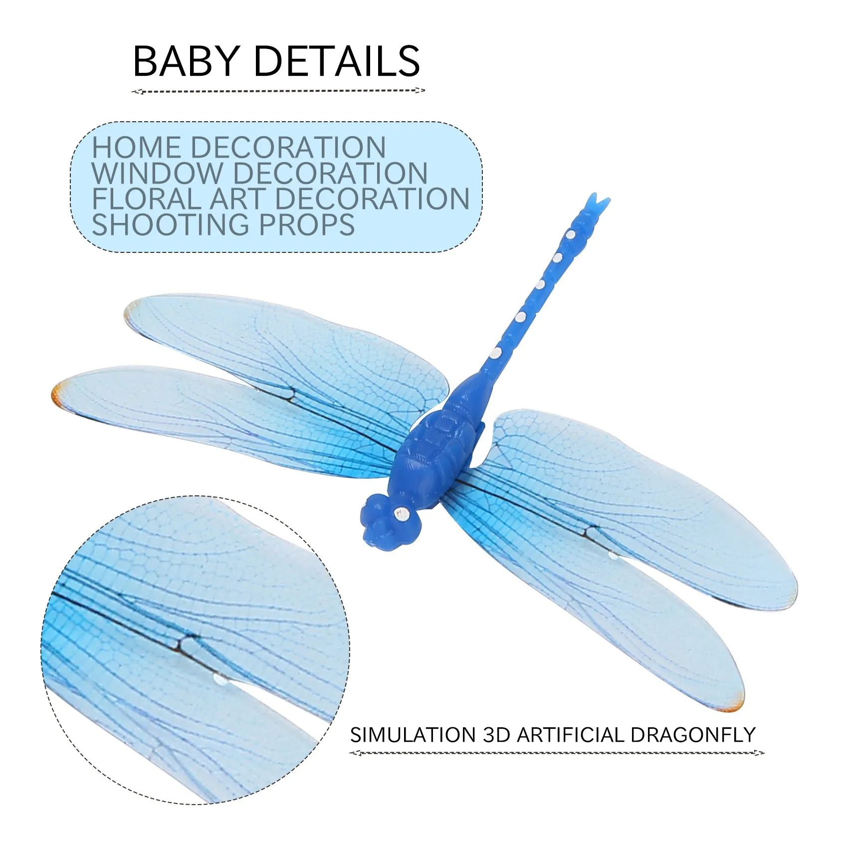 5Pcs 8cm 3D Artificial Dragonflies Fridge Magnet for Home Christmas Wedding Decoration, Colors Randomly Send SQ