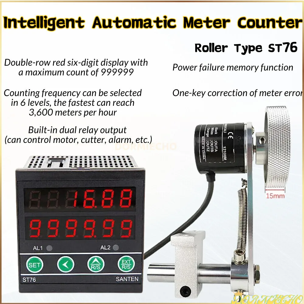 Intelligent Automatic Meter Counter Roller Type ST76 High-precision Electronic Digital Meter Counter Encoder Meter