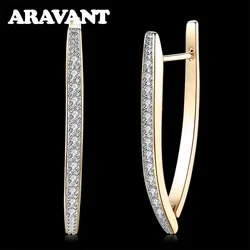 Aravant 925 Silver 18K Gold Wedding Crystal Earrings For Women Fashion Party Jewelry