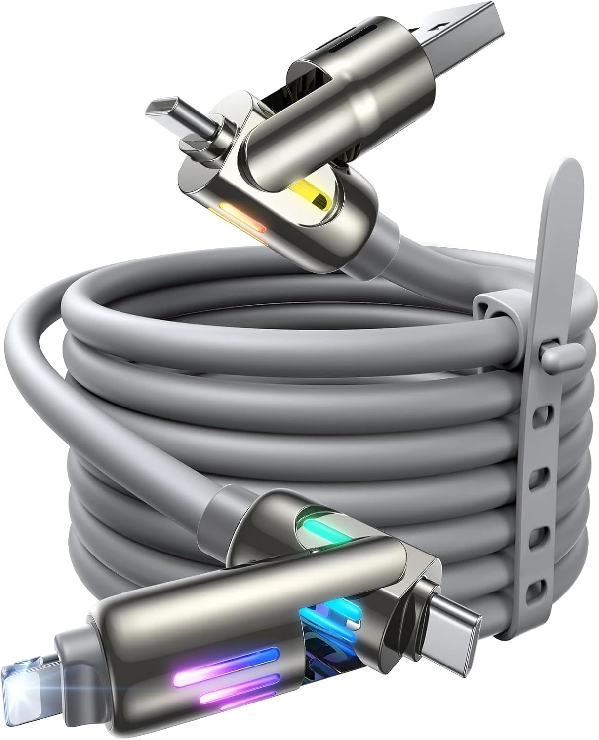 

Кабель USB C — Lightning, кабель для зарядки 4 в 1, 240 Вт, Chubby USB A/C — C/Lightning с подсветкой для зарядного устройства iPhone, быстрая зарядка