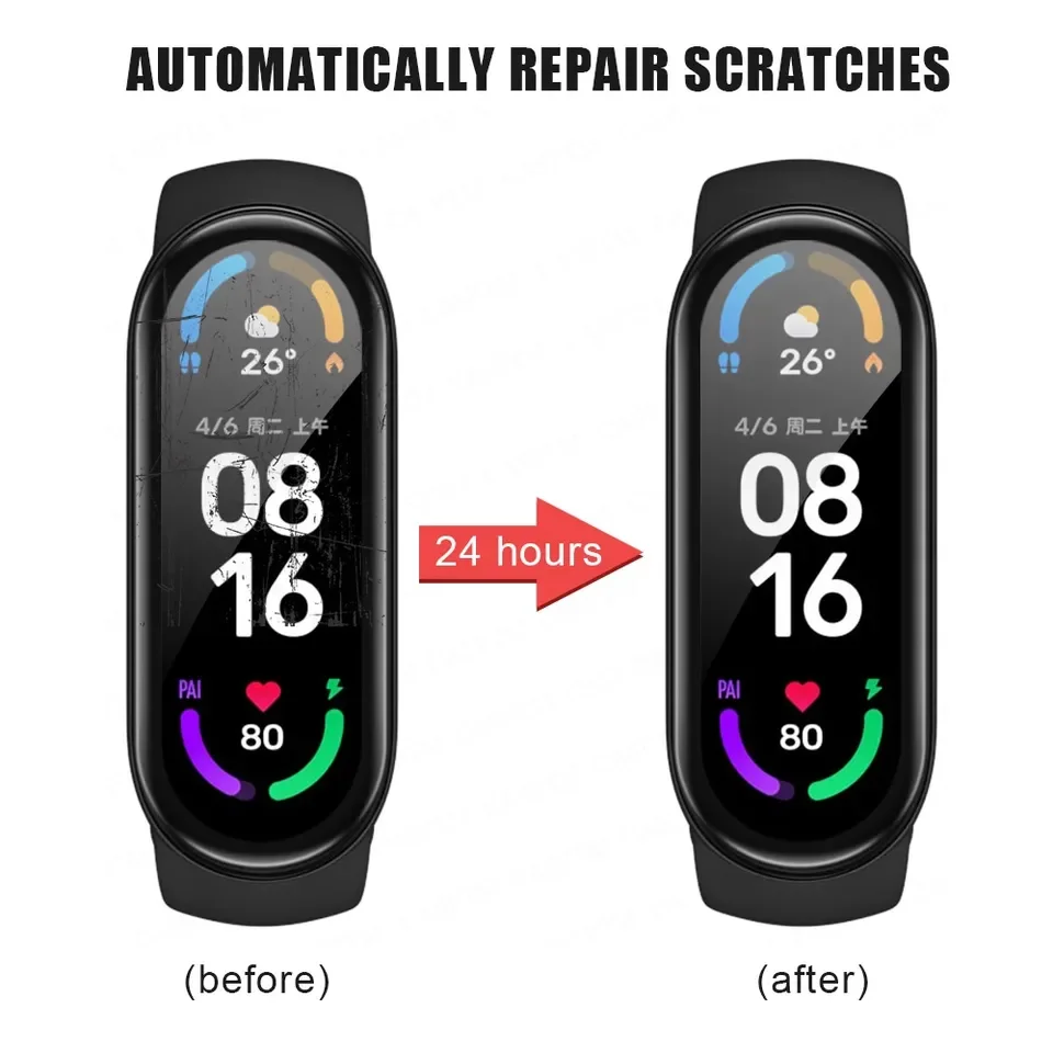 Screen Protector For Xiaomi mi band 7 6 5 film strap Mi band Smart Watch accessories Miband Soft shell Glass xiaomi band 8 4 3