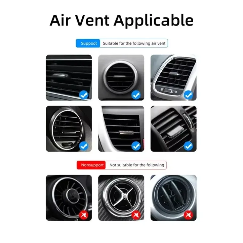 360度回転式マグネット式車載スマホホルダー °   マグセーフ対応 iPhone 16 15 14 13 12 Xiaomi Samsung スマートフォン用 回転式エアベントクリップマウント ブラケット