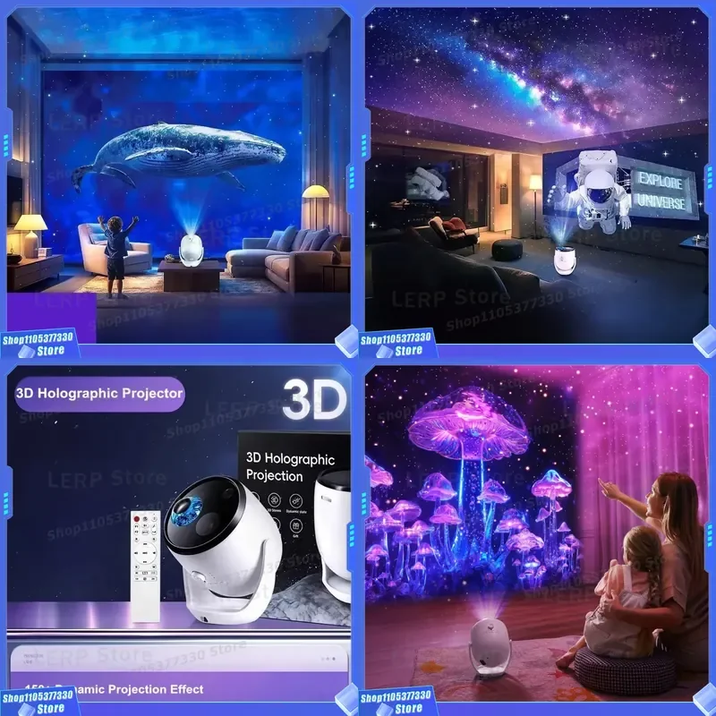 3D Star Projector Night Light Bluetooth Speaker Romantic Atmosphere Lamp Creative Galaxy Projection Gift for Bedroom Decor