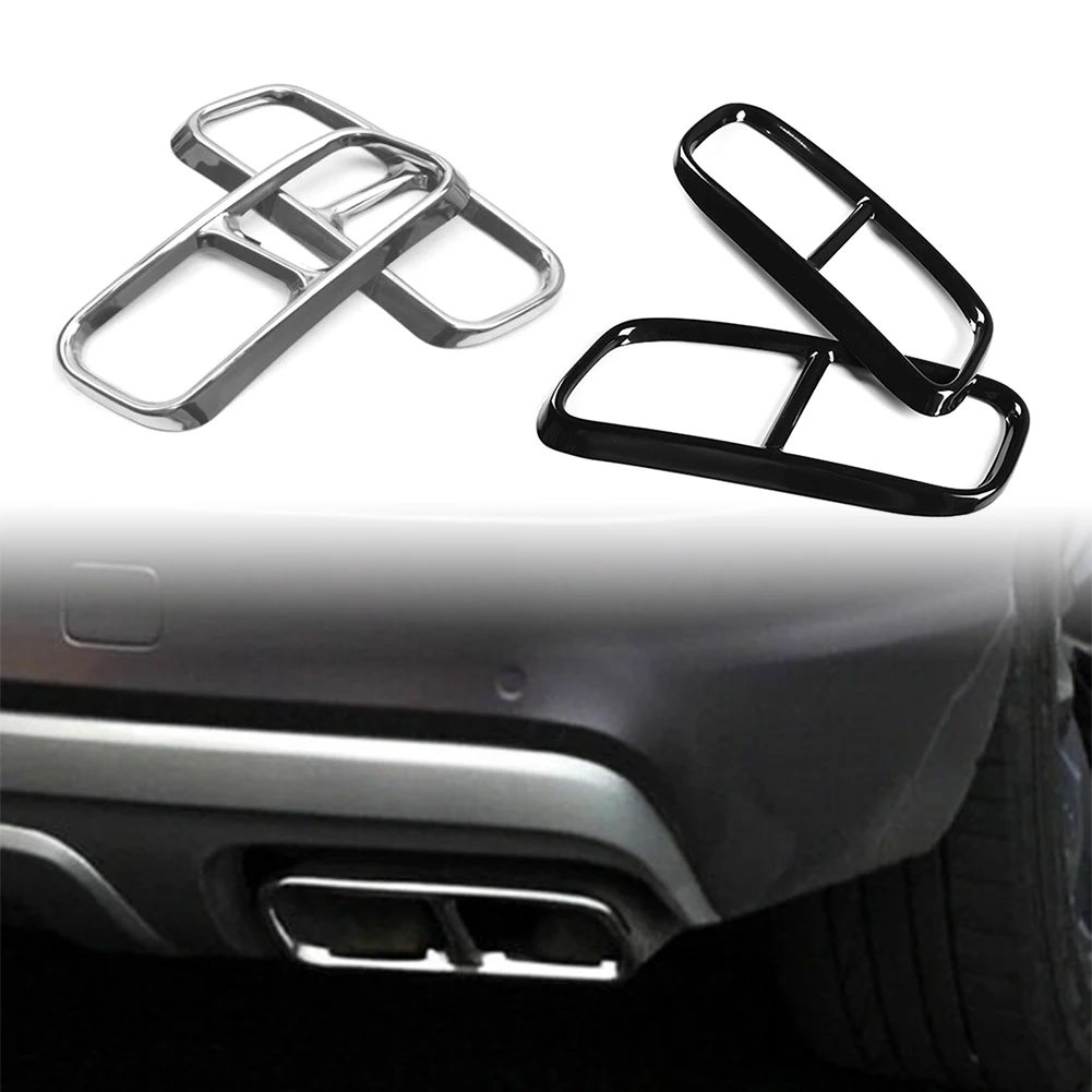 Stainless Steel Auto Rear Bumper Exhaust Muffler Tail Pipe Cover Trim 2Pcs For Audi Q7 2016 2017 2018 2019