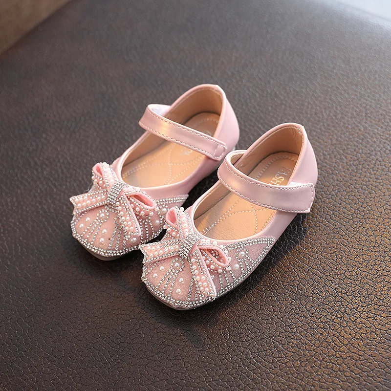 

Summer Girls Sandals Fashion Sequins Rhinestone Bow Baby Princess Party Dance Shoes Student Flats Kids Performance Leather Shoes