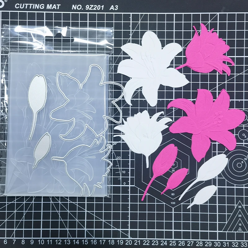 New Beautiful Lily Flower 3d Relief Folder And Mold For Diy Making Greeting Cards, Paper Scrapbooks, Stamp Free Metal Cutting Mo