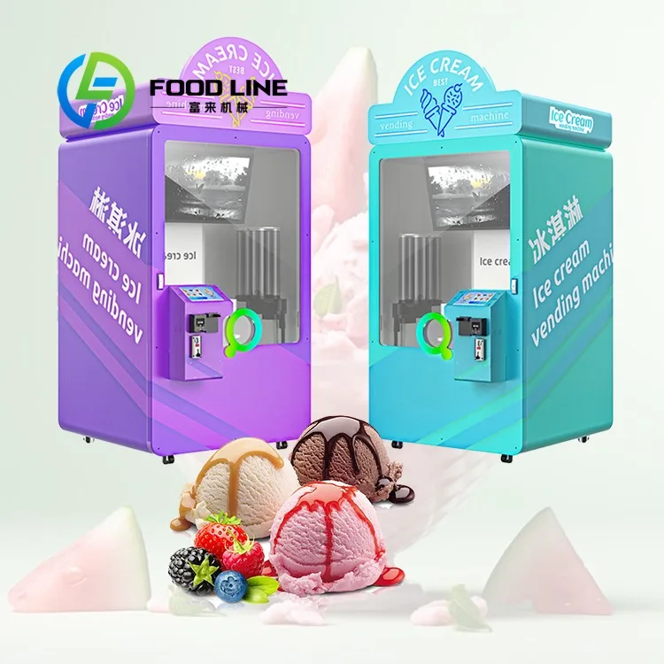 24 Hours Ice Cream Making Machine Frozen Ice Cream Machine Commercial Fully Automatic Robot Ice Cream Vending Machine