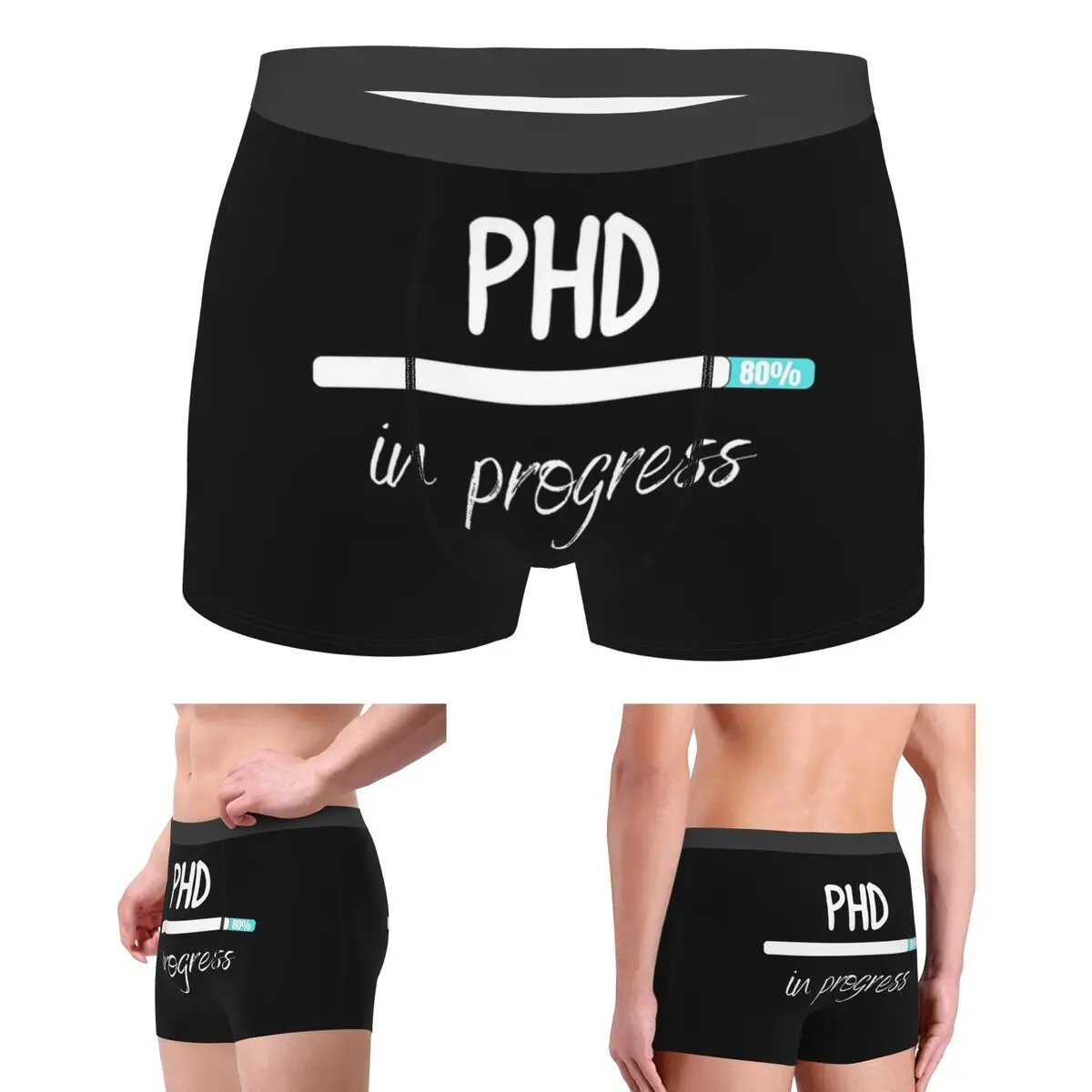 

Boxer Underpants Shorts Phd In Progress Panties Men Ventilate Underwear for Homme Man Boyfriend Gift