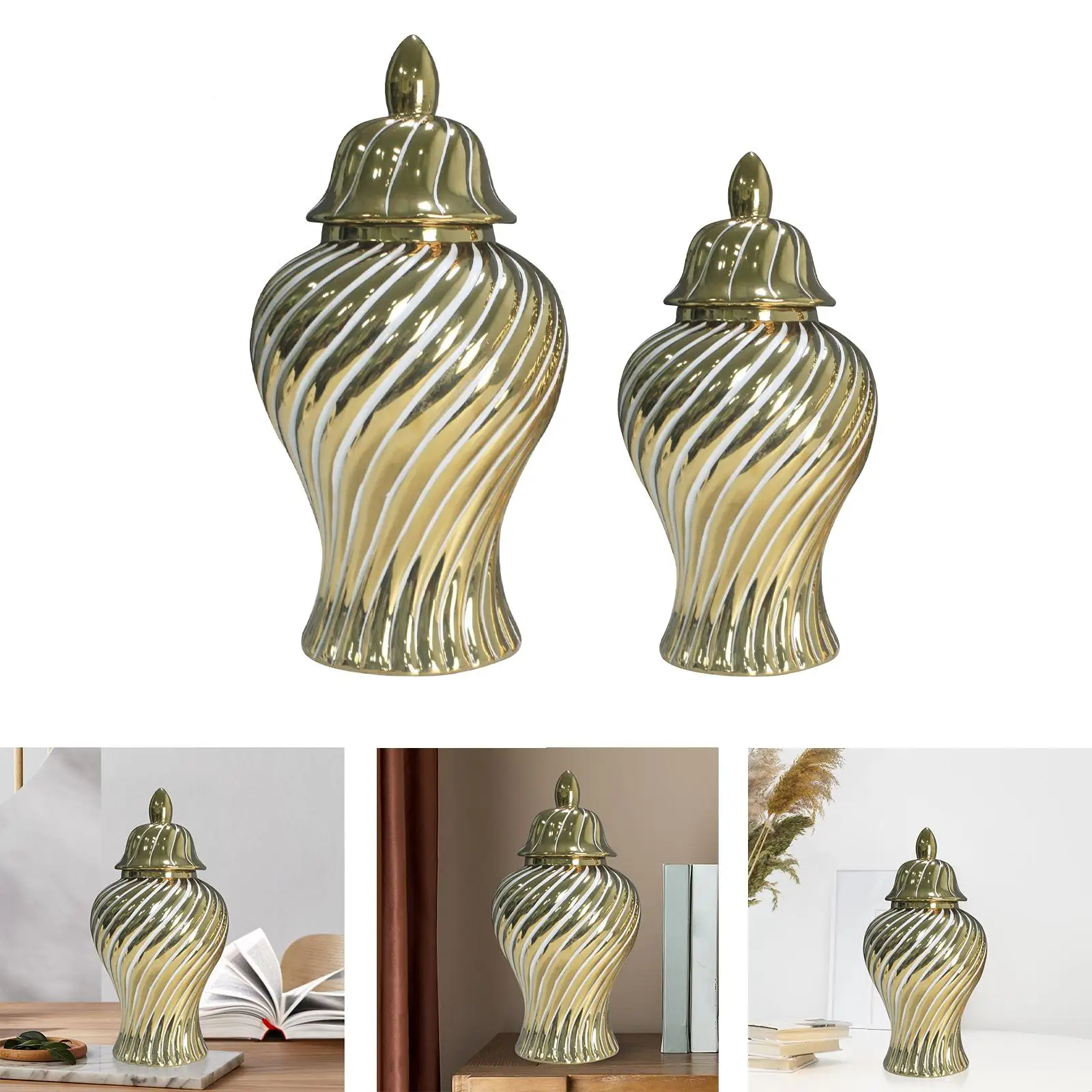Ginger Jars with Lids Art Vase for Flowers for Bookshelf Party Living Room