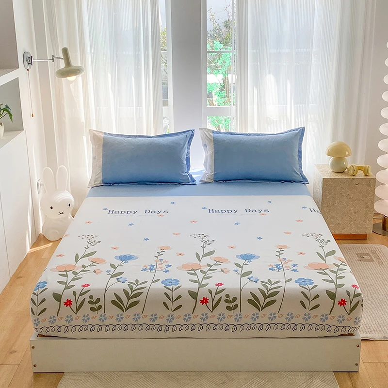 1 piece of printing bed sheet for bedroom 100%Polyeste Elastic Band Around bedding Fitted Sheet Only (excluding pillowcases)