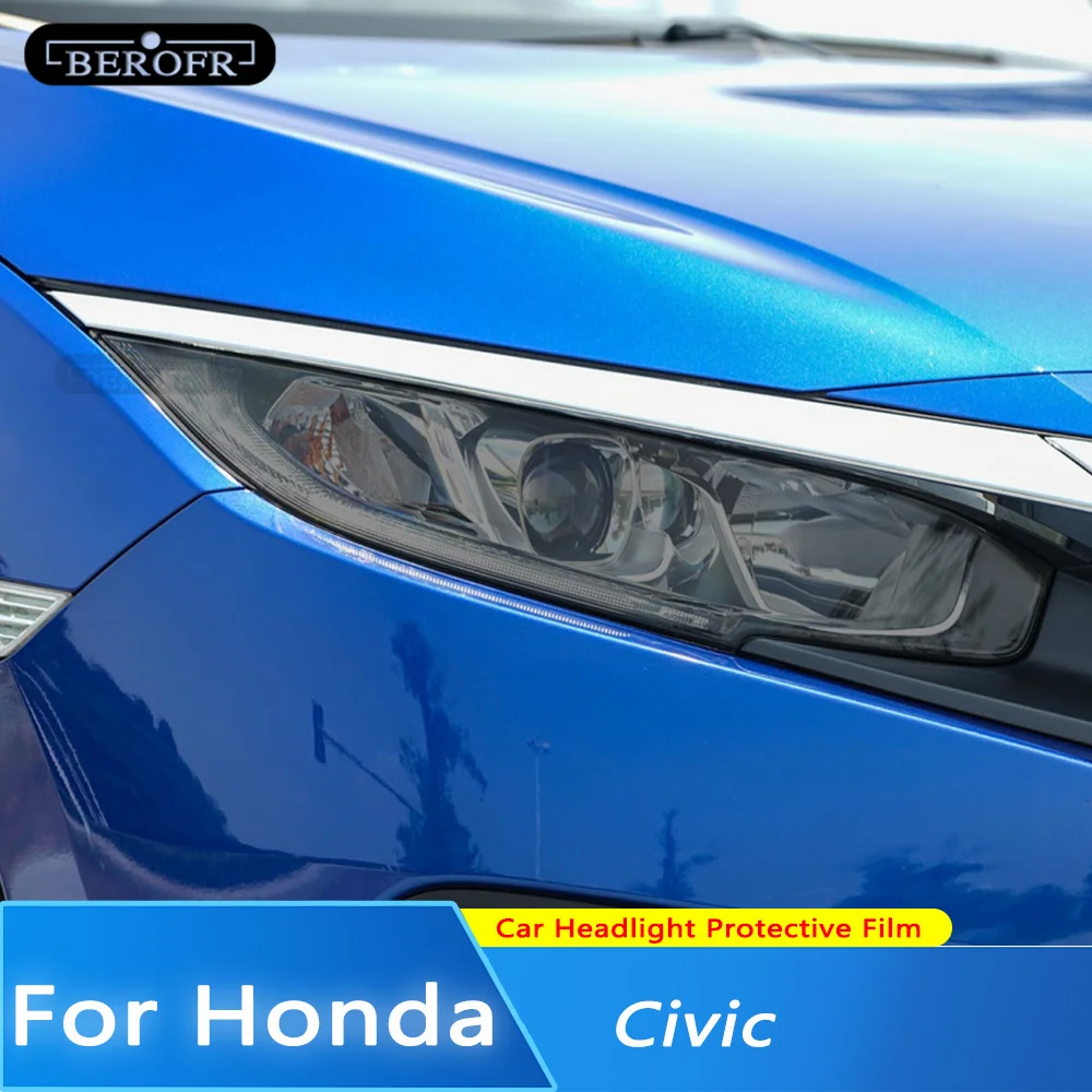 

Защитная пленка для автомобильных фар Honda Civic 10 поколения FC/FK 16-21, дымчато-черная прозрачная пленка из ТПУ