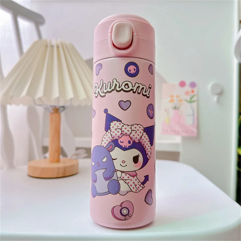 420ml Sanrio Hallo Kitty Edelstahl Thermoskanne Kawaii Kuromi Cinna moroll Melodie Kinder Vakuum flasche Wasser flasche Becher