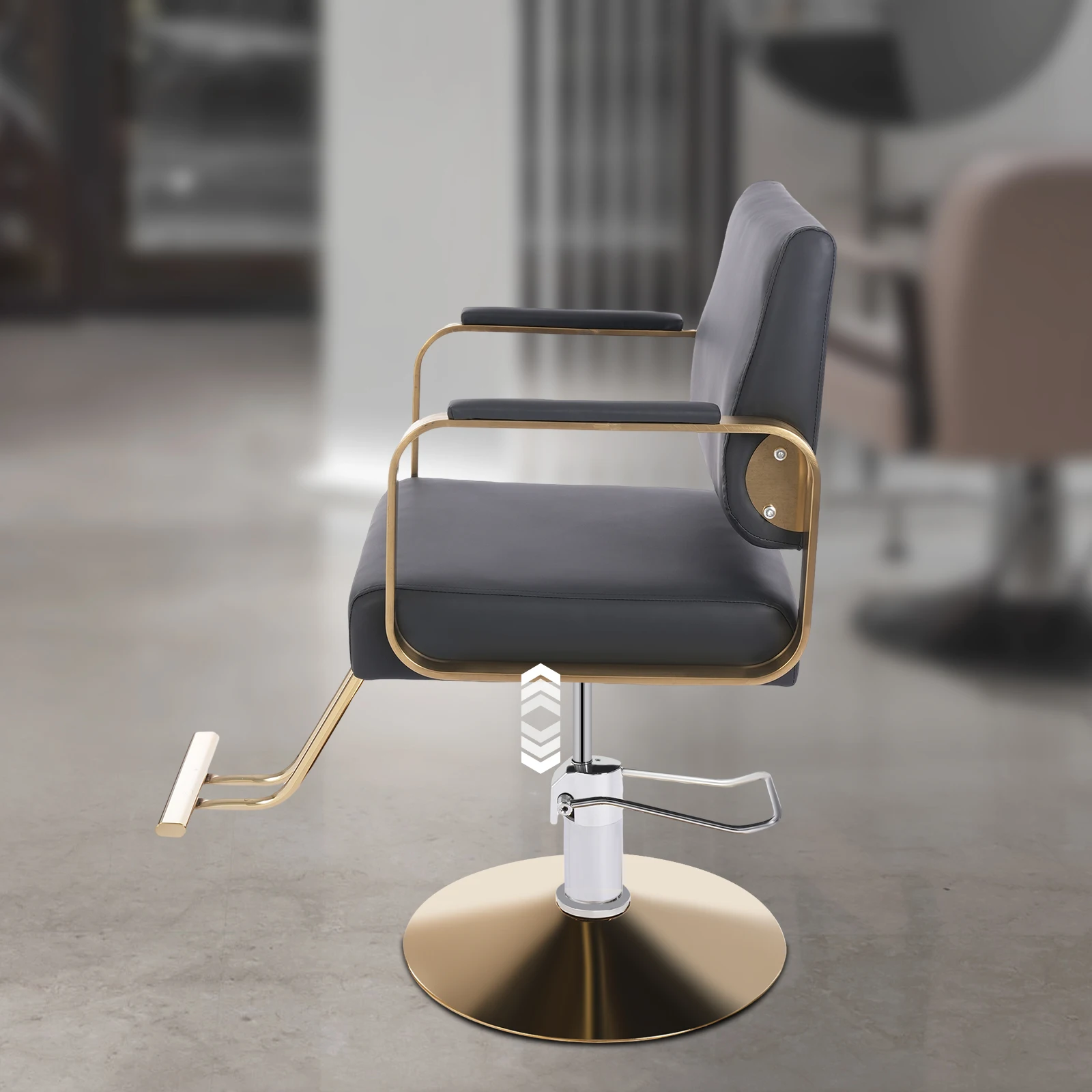 Professional Reclining Chair w/Footrest Hydraulic Barber Chair, 440lbs Adjustable Salon Beauty Spa Hair Styling Chair 360 Degree Swivel Height for Hair Salons (Black Gold)