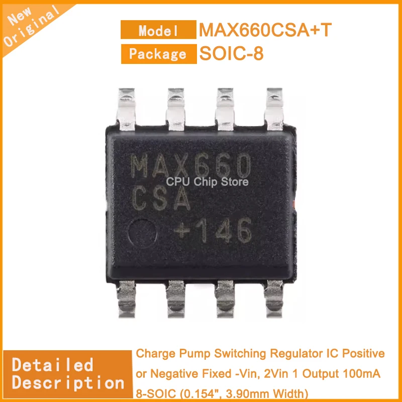 5Pcs/Lot  New Original  MAX660CSA+T  MAX660CSA Regulator IC Positive or Negative Fixed -Vin, 2Vin 1 Output 100mA 8-SOIC