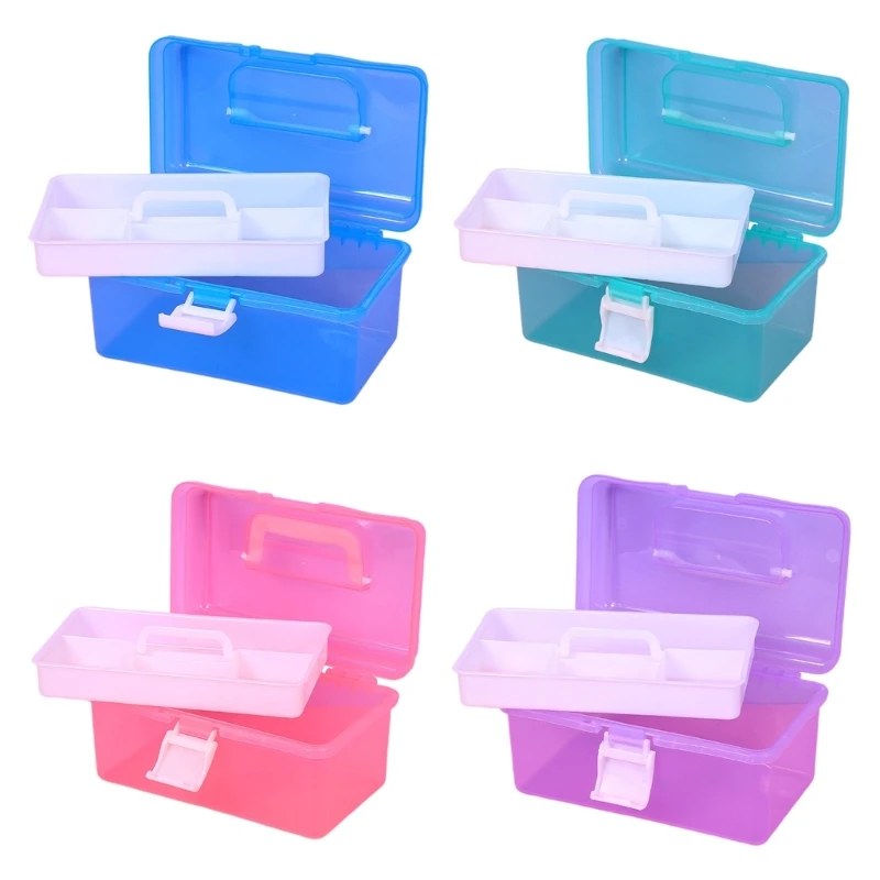 Plastic Storage Box with Tray Art Practical Stationerys Container Drosphip