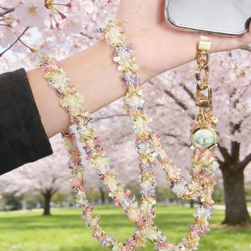 

Fairy Style Elf Lace Phone Shoulder Strap Travel Exquisite Bag Chain For Women Phone Long Twisted Chain For iPhone Xiaomi Huawei