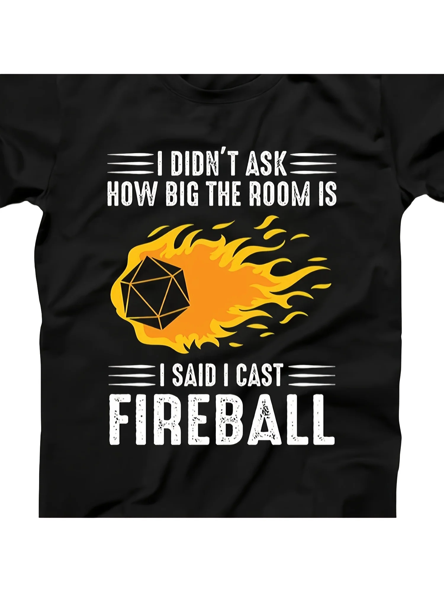 

Mens Dungeons Dragons Fireball Graphic T-Shirt Black Casual Summer Tee with I Said Cast Fireball Print Short Sleeve