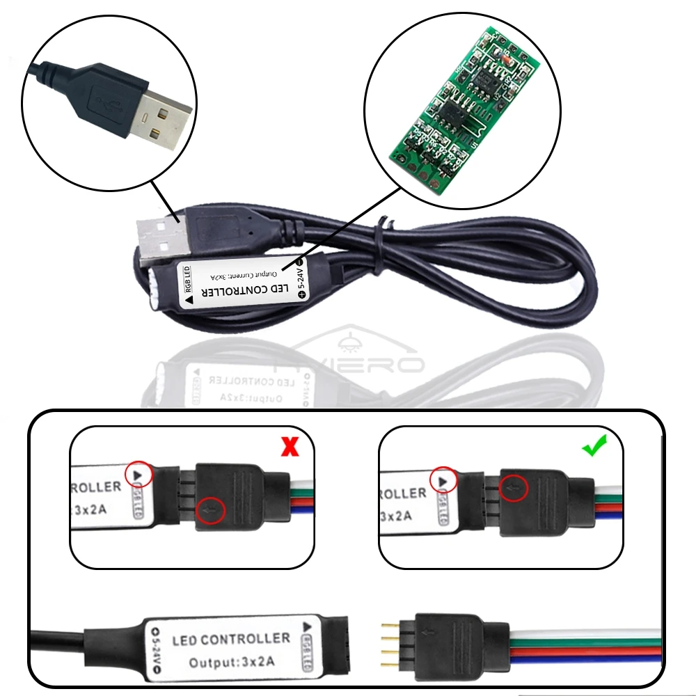 DC 5V USB RGB 제어 LED 라이트 스트립, 3K 17K 24K 무선 원격 키 LED 컨트롤러, 144W 고전력 조광기 스위치 변색