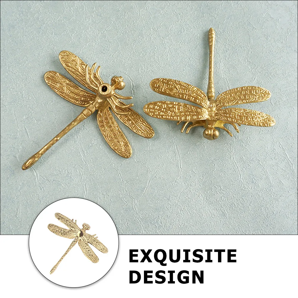 

1pc Golden Copper Handle Single-hole Dragonfly Knob for Cabinet Furniture Drawer Wardrobe Decorative Hardware Accessories