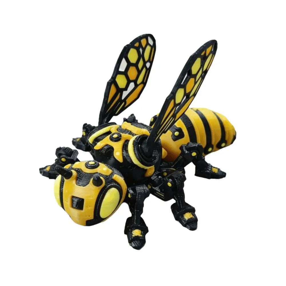 3D Printed 3D Printed Mechanical Bee Movable Joint Detachable Wings Cyberpunk Articulated Bee Simulated Articulated Bee