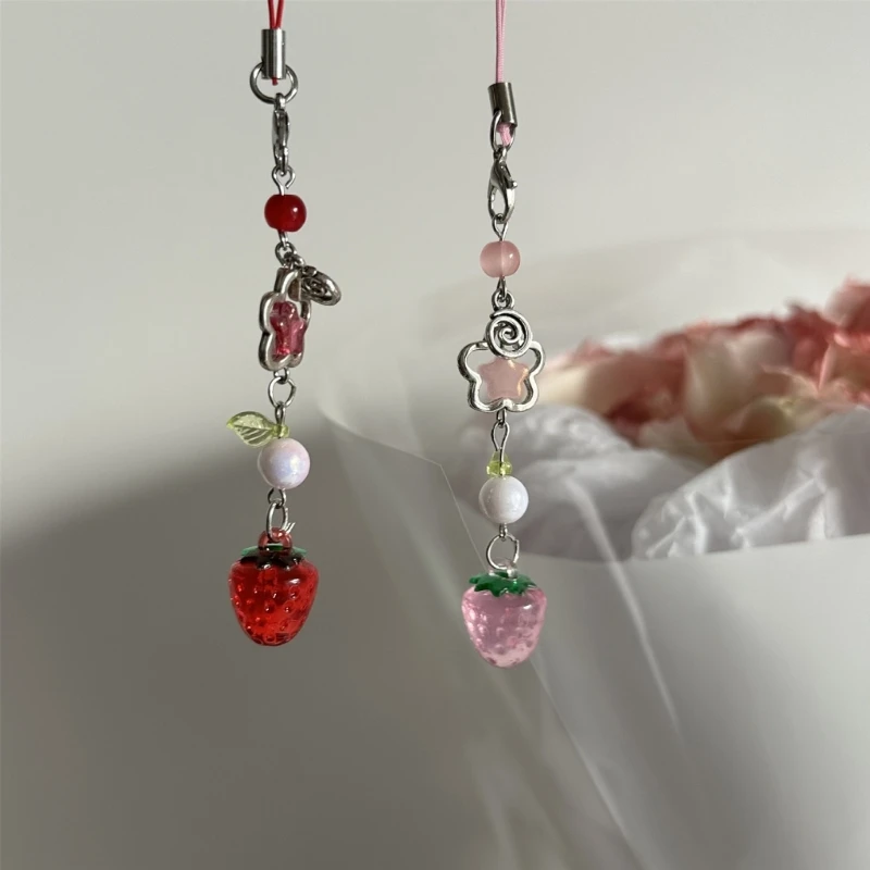 Lightweight Strawberry Bag Charm Delicate Keychain Charm Sweet Strawberry Phone Pendant Suitable for Various Occasions