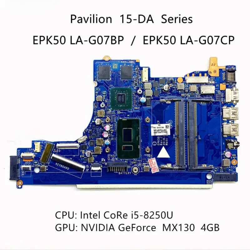 

Для HP 15-DA EPK50 LA-G07BP G07CP MB i5-8250U 2GB-GPU L20367-601 001