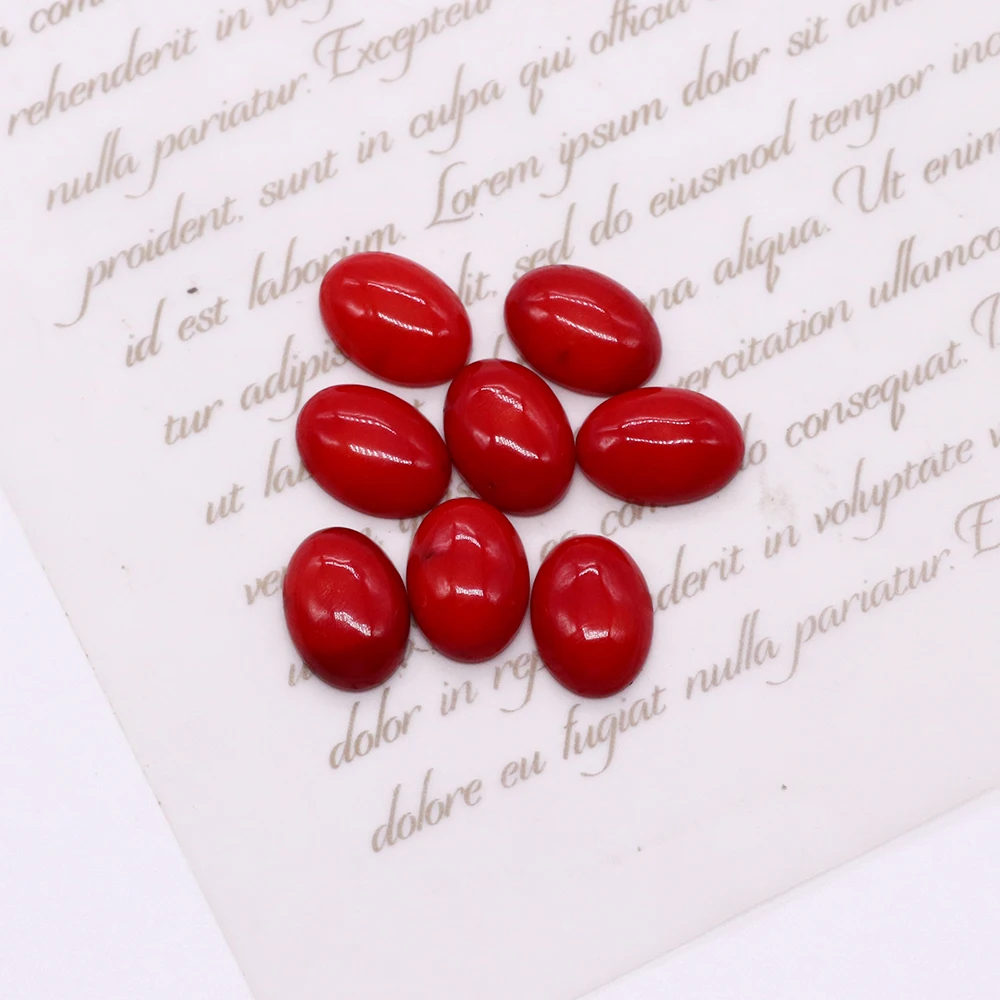 High-quality Egg Shape Red Coral Cameo Cabochon Beads Caps Flat Back Cabochon Non-porous Oval Bead DIY Rings Jewelry Accessories