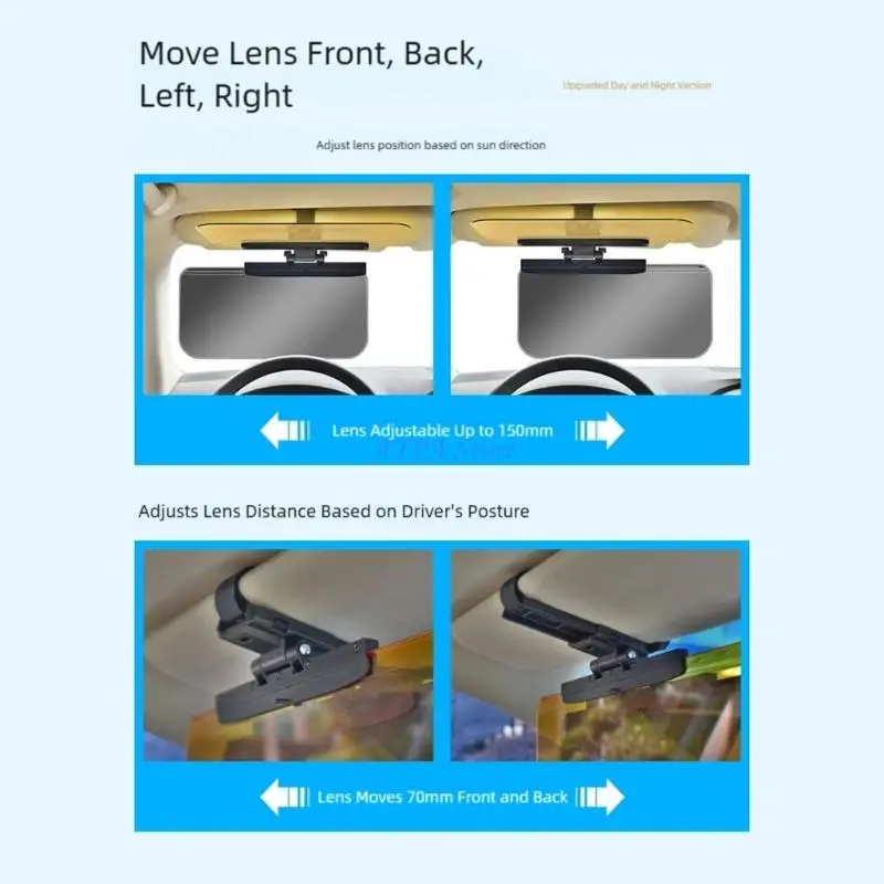 

U13C Easy Install Clip On Universal Car Anti Glares Visors Fit Most Vehicles No Tools