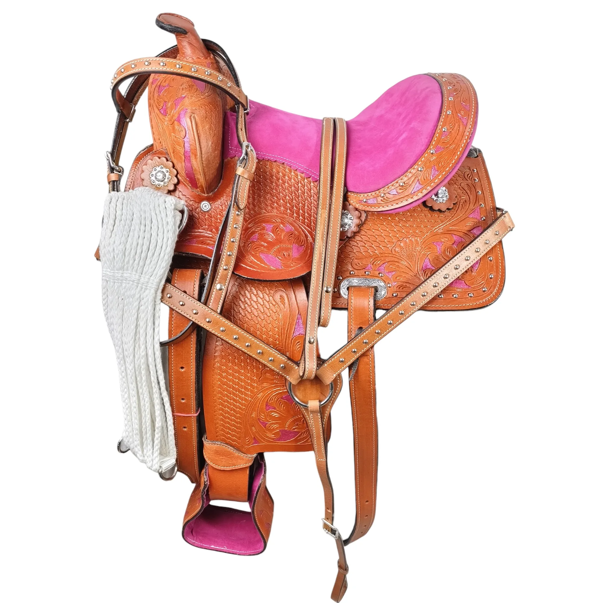 

Handmade Premium Quality Leather Western Barrel Racing Horse Saddle Trail Custom Size Design Color With All Accessories Included