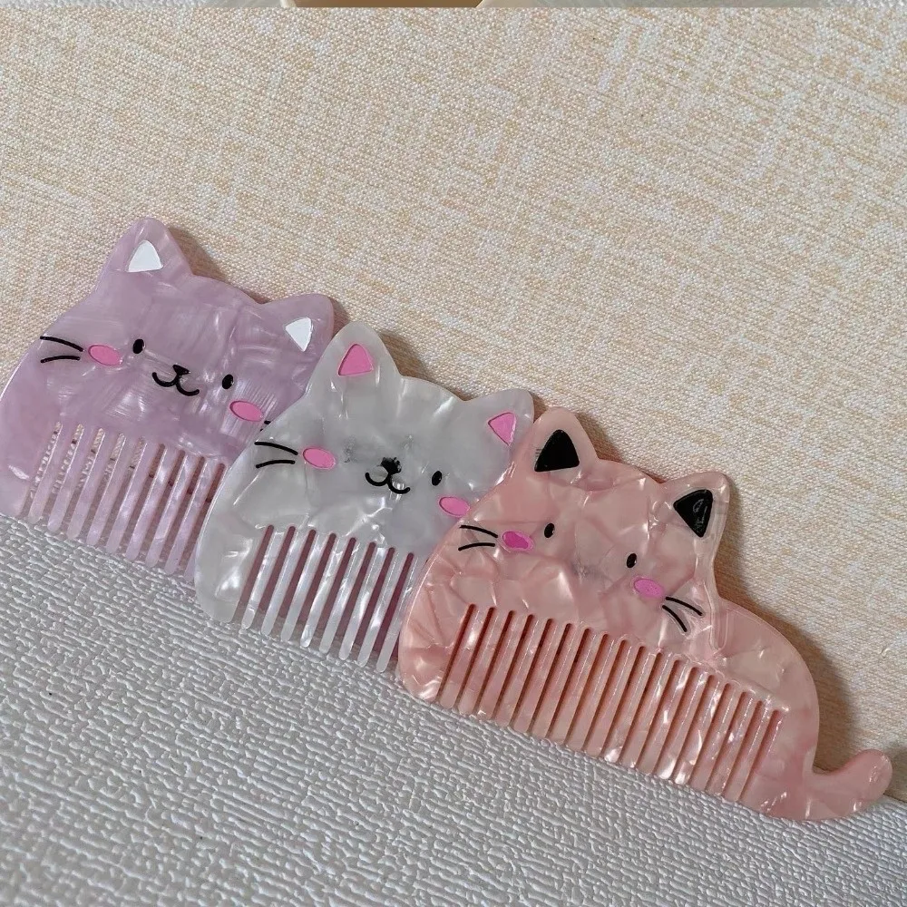 

Ацетатная расческа в форме мультяшного кота, инструмент для укладки волос с широкими зубцами, расческа для макияжа, милые аксессуары для волос, парикмахерская расческа, общежитие