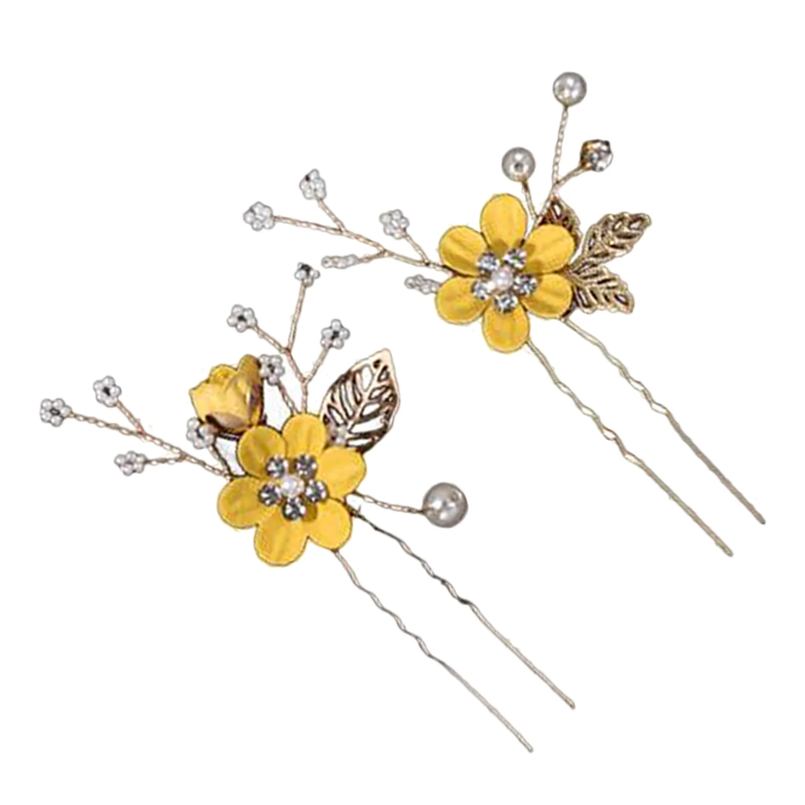 

2Pcs Wedding Hair Accessories for Bride Elegant Cloth Flower Hairpins Bridal Hair Jewelry Delicate U Shaped Pins for Bridal