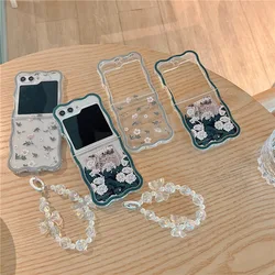 White Rose Phone Case for Samsung Galaxy Z Flip 5 Hard PC Back Cover for ZFlip5 ZFlip 5 Case Shell