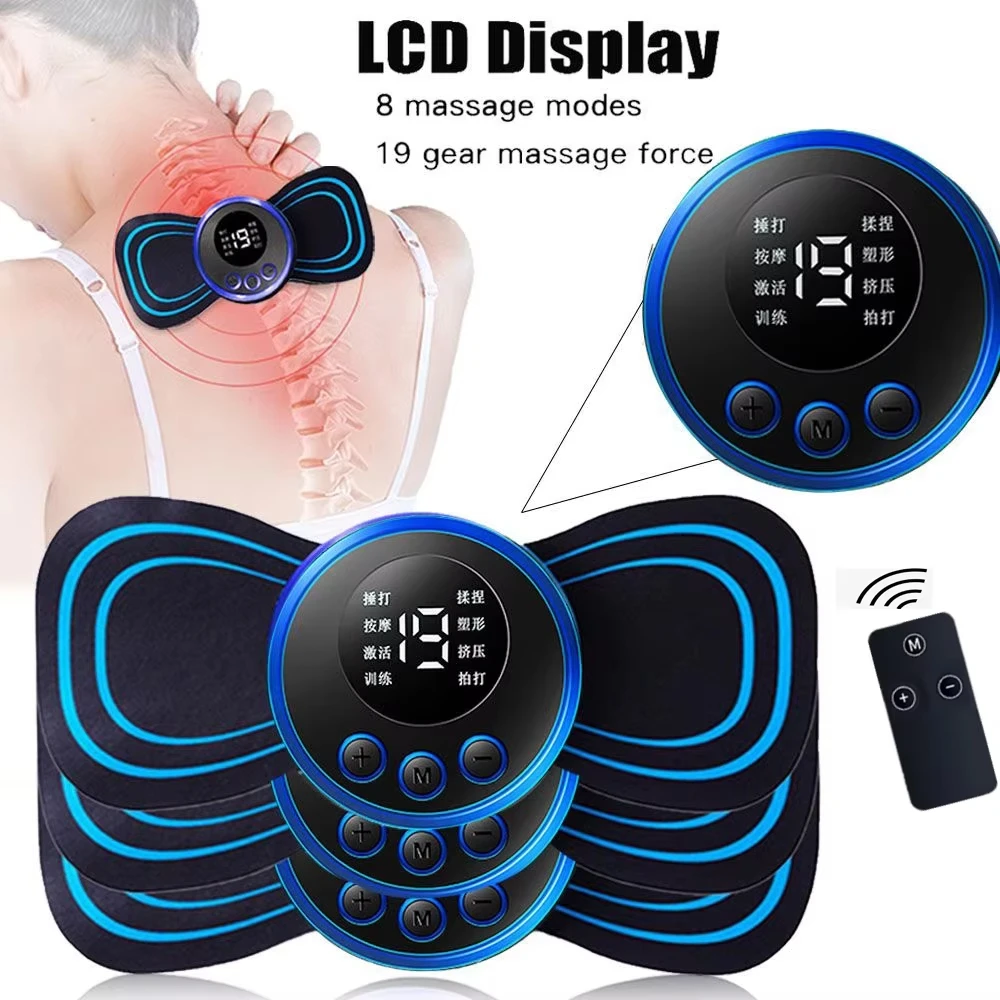 Mini Massage Patch Shoulder and Neck Instrument Portable Electric Neck Massager Intelligent Cervical Massager 8 Modes 19 Gears
