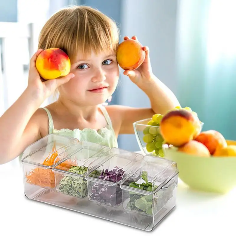 Chilled Serving Tray Clear Cold Serving Tray Removable Compartments Salad Bar Containers Home Bar Ice Serving Tray For Fruit And