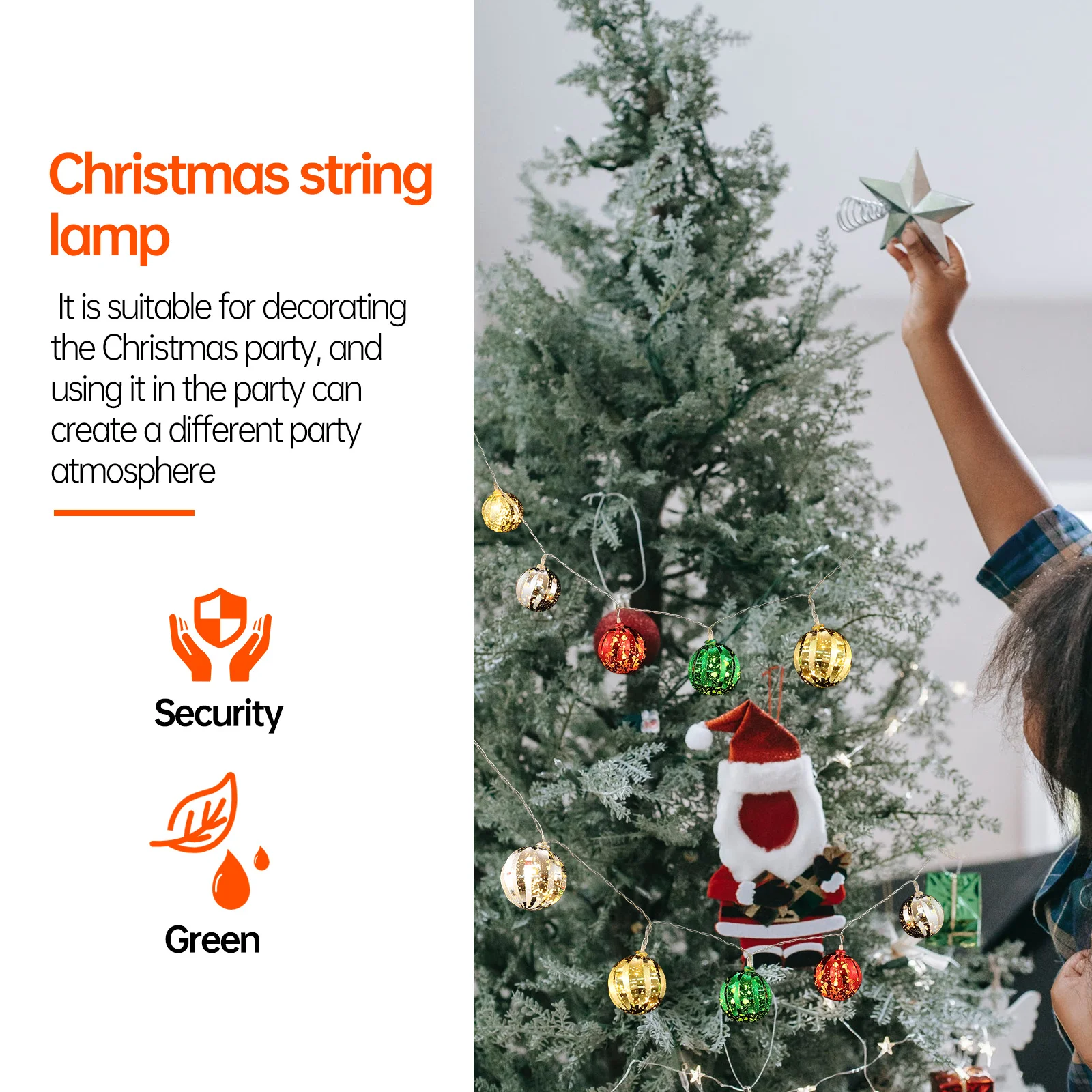 1 قطعة عيد الميلاد الكرة سلسلة مصباح ملون عيد الميلاد ضوء زخرفة الإبداعية الزخرفية مهرجان الكرة مصباح معلقة سلسلة ضوء