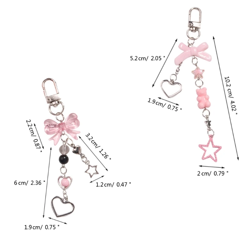 Fashionable Bear Keychain Handmade Butterfly Knot Keyring Heart Bowknot Keyring Pendant Versatile Star Phone Accessory