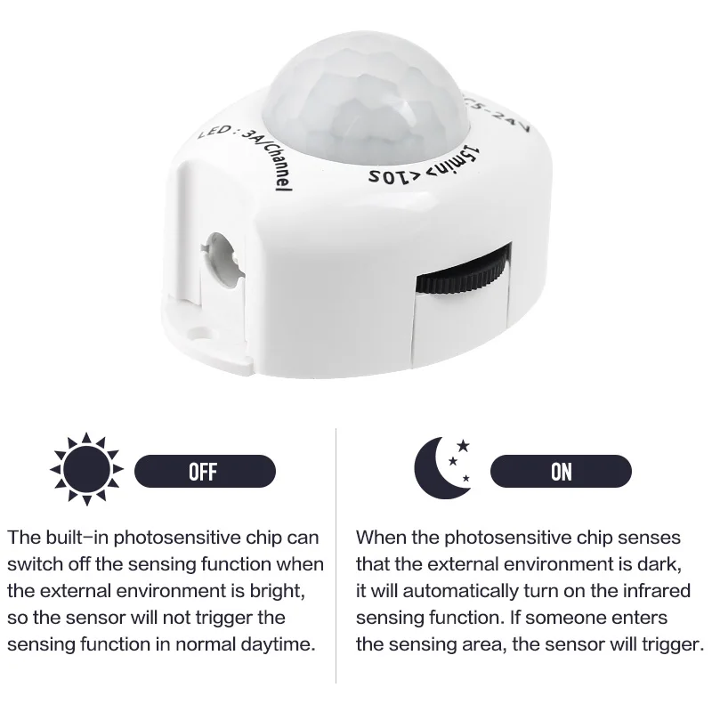 

PIR Movement Motion Sensor Automatic Switch Connector 5V 12V Push Button Motion Sensor Detector Activated Timer ON OFF LED Strip