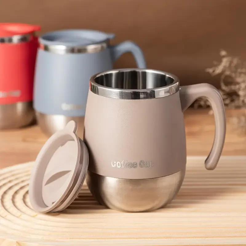 

Stainless steel insulated coffee cup with lid, double-layer vacuum insulated cup, suitable for hot and cold drinks, ideal for ho